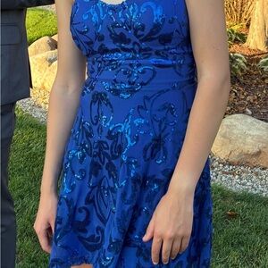 Elegant Blue Sequin Dress